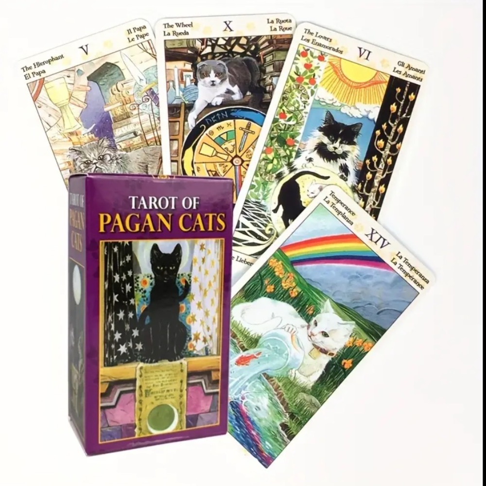 Mini pocket deck Pagan Cats Tarot Cards, 78 cards deck 3.22” x 1.81”